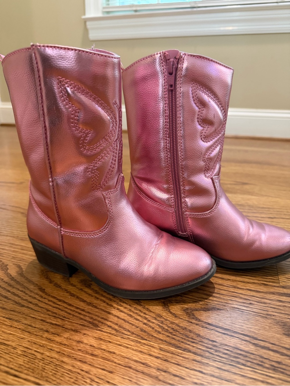 Old Navy Metallic Pink Kids Cowboy Boots with Side Zip